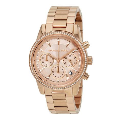 michael kors square rose gold watch|michael kors ritz chronograph.